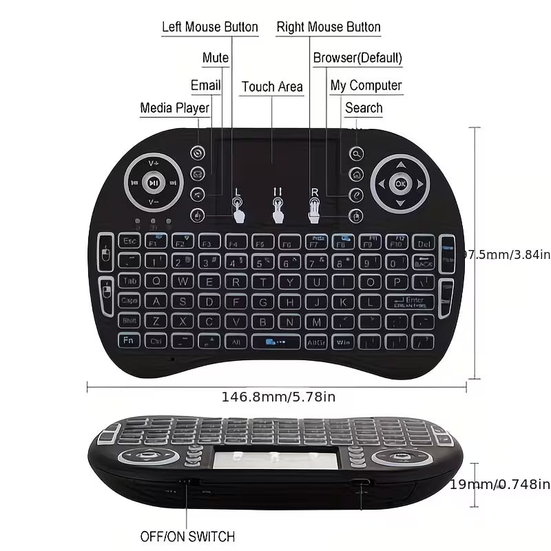 Mini Wireless Keyboard with Touchpad